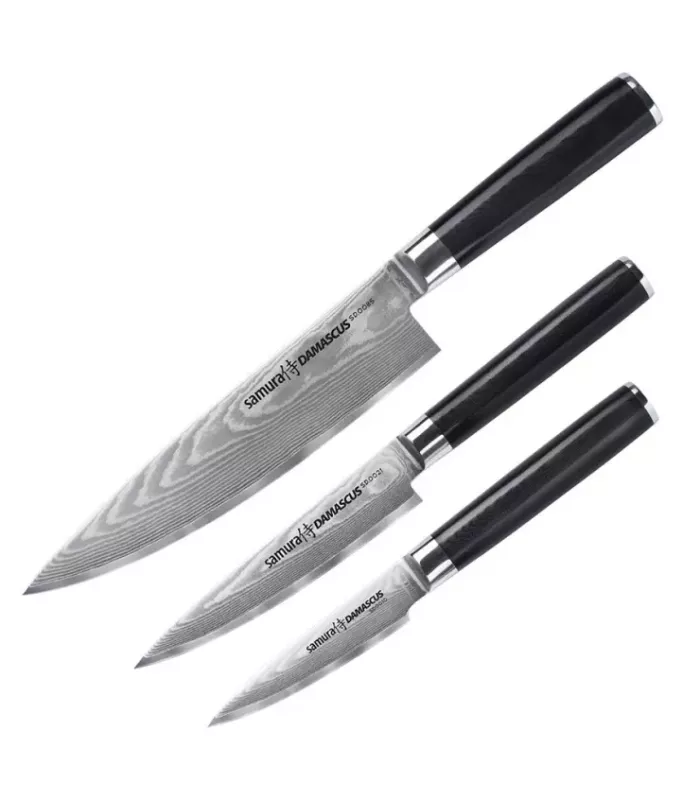 Conjunto de 3 facas Samura série Damascus ⚔️