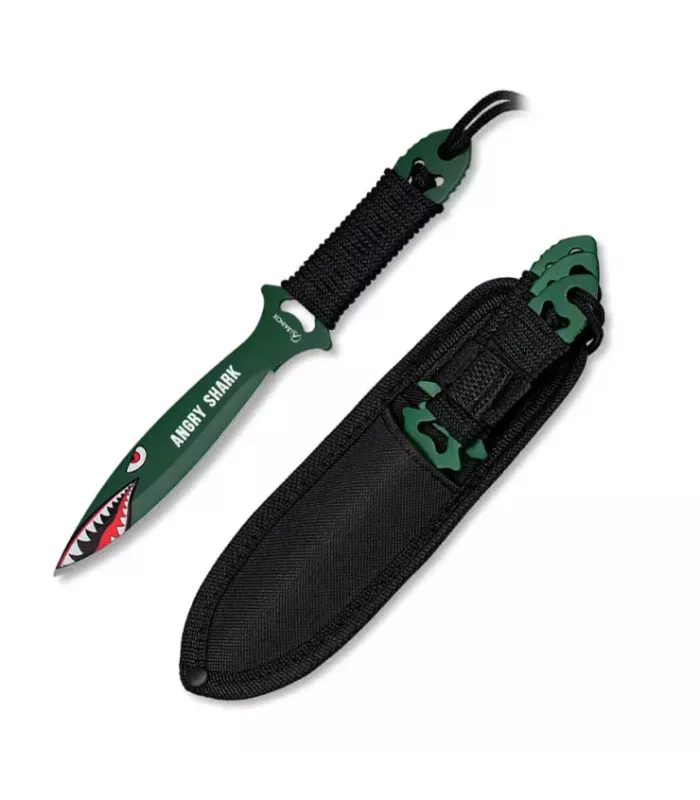 Cuchillo lanzador Angry Shark, set 3 piezas ⚔️