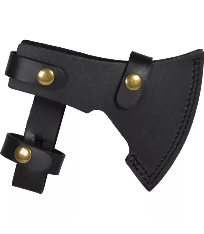 Zware staalbijl met leren schede (36 cm) ⚔️