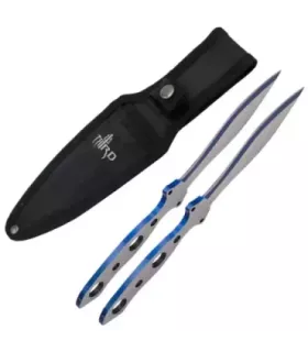 Single-sidet lancer, finish i sølv-blå