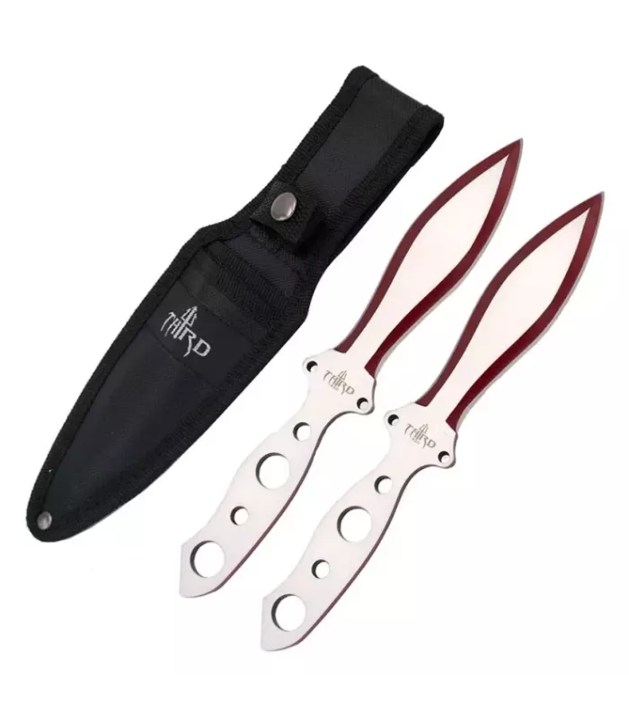 Einzelklingen-Wurfmesser, silber-rot lackiert ⚔️