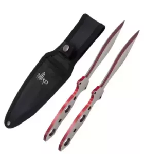 Lâminas de um só fio, acabamento prata-vermelho