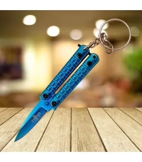 Klappmesser-Schlüsselanhänger in Schmetterlingsform, titanblau ⚔️
