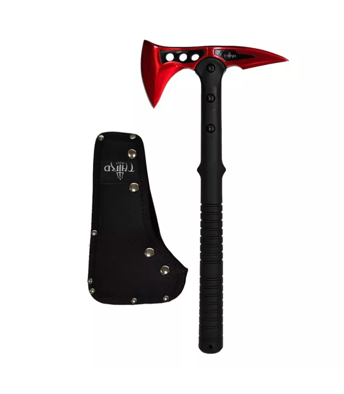Hacha Táctica Third en acero 420 acabado rojo, 39 cm. ⚔️