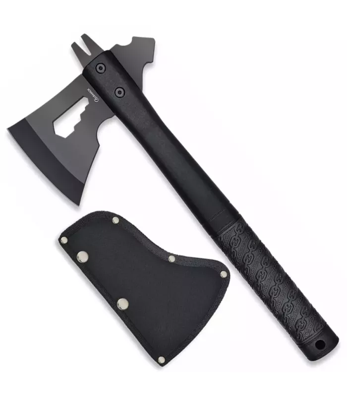 Schwarzer taktischer Beil Albainox mit Nylonschutzhülle ⚔️