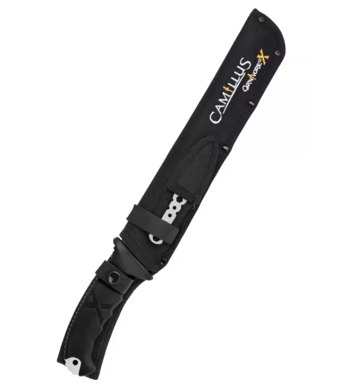 Taktischer Machete, Schnittmesser, schwarz, Camillus Modell CARNIVORE X, mit