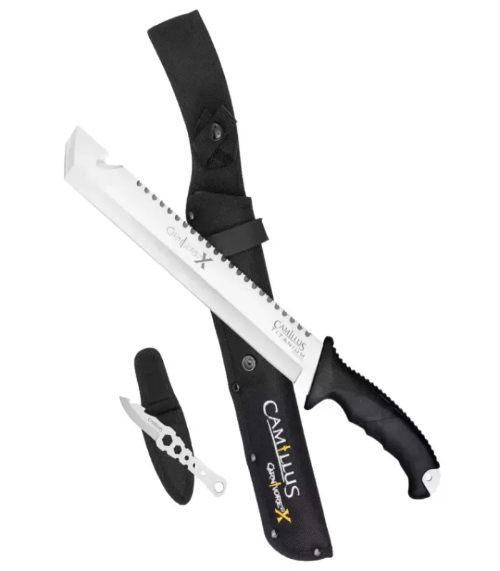 Facão tático cortador de canas preto Camillus modelo CARNIVORE X, com bainha ⚔️