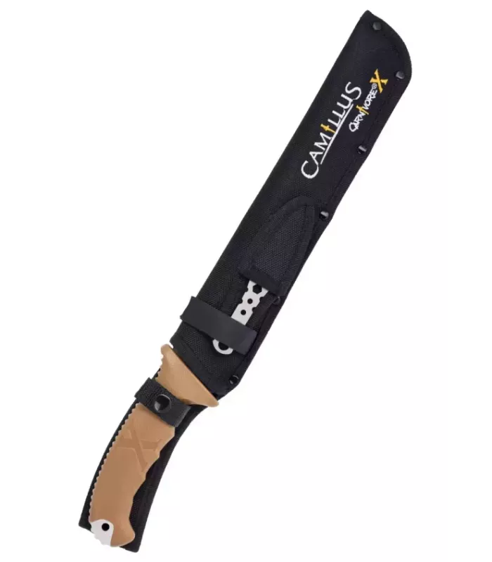 Machete táctico cortacañas Camillus modelo CARNIVORE X, con funda ⚔️