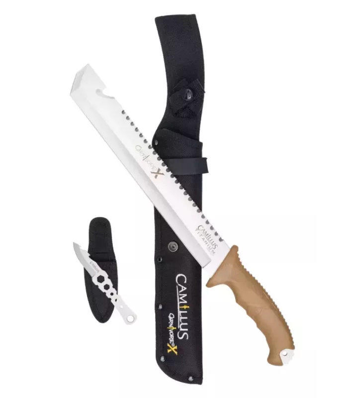 Facão tático cortacaças Camillus modelo CARNIVORE X, com bainha ⚔️