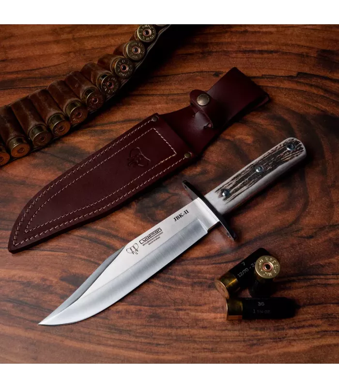 Coltello da caccia Bowie con manico in corno di cervo (33 cm). ⚔️