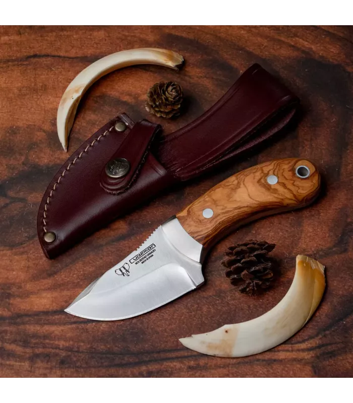 Coltello spelacolare manico in ulivo, lama 7,5 cm. ⚔️