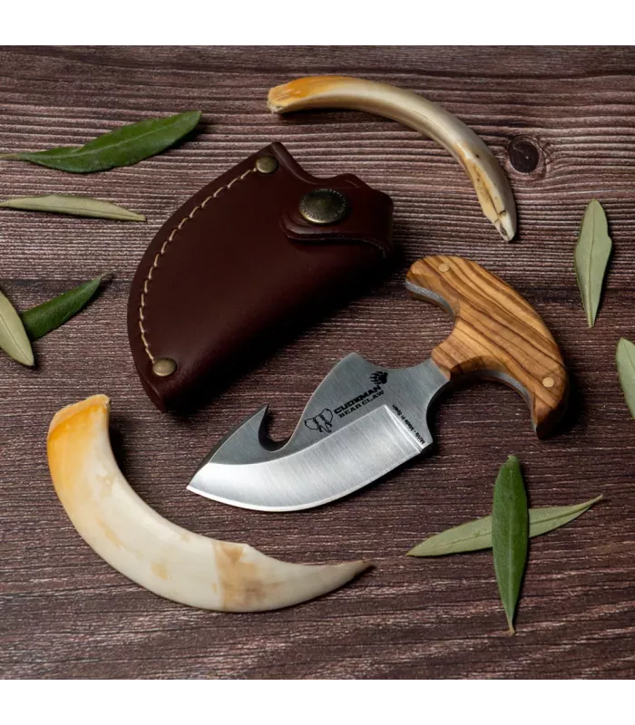 Coltello spellatore, sventratore, manico in ulivo ⚔️