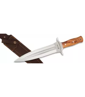 Jagttrekant kniv med olivtræshåndtag (36 cm.) ⚔️