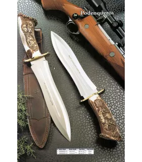 Coltello Podenquero di finitura, asta di cervo scolpita
