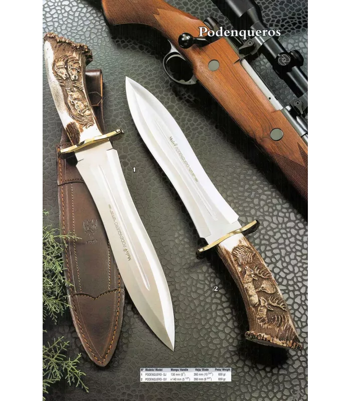 Cuchillo Podenquero de remate, asta de ciervo tallado ⚔️