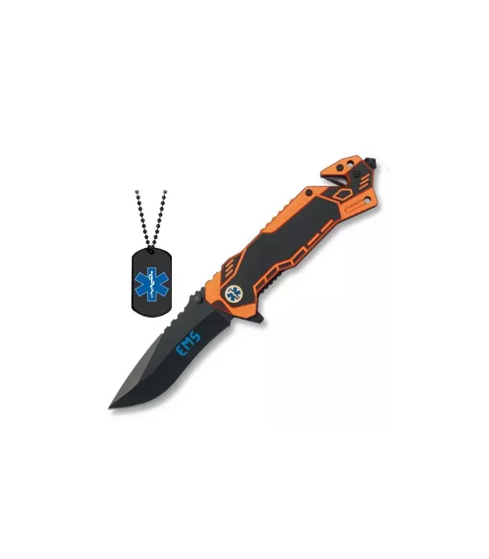 Canivete de resgate EMS com chapa de identificação ⚔️