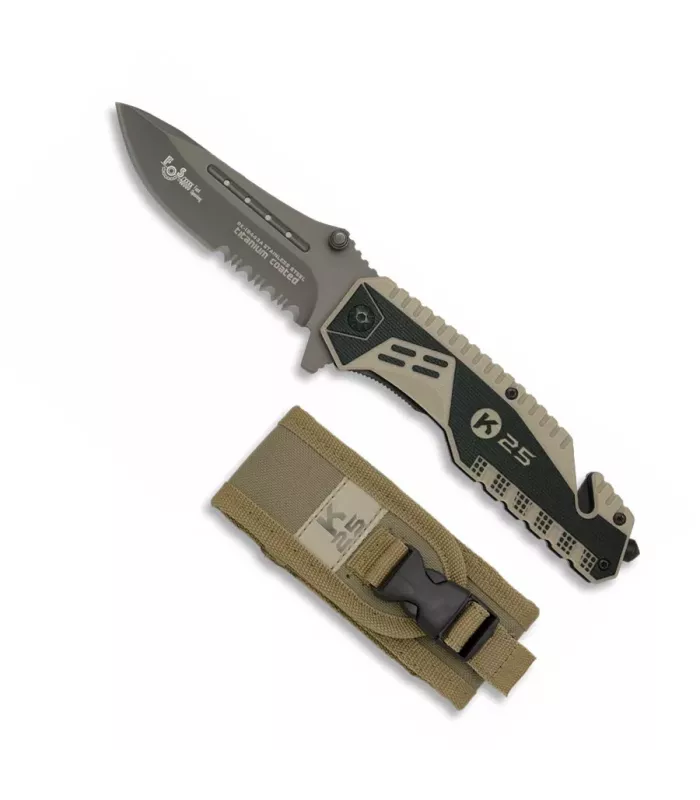 Navaja de rescate K25 coyote, apertura asistida ⚔️