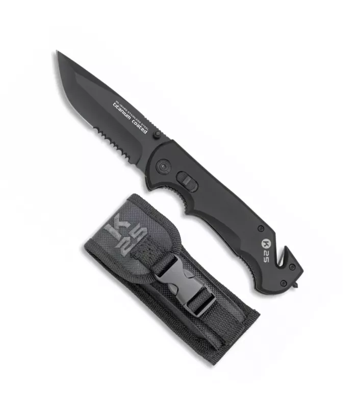 Safety K25 Pocket Knife with Sheath, Black ⚔️