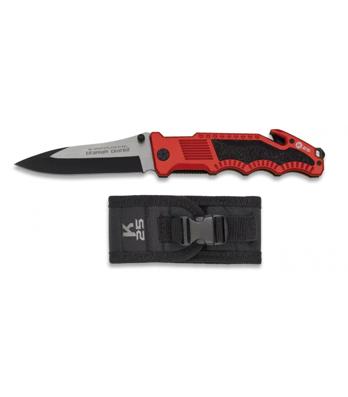 Coltello di salvataggio K25 sicurezza rossa, lama liscia ⚔️