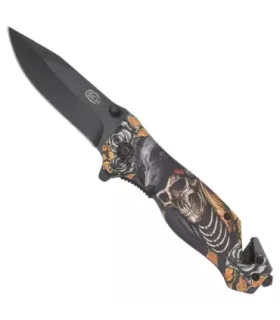 Coltello di salvataggio SCK teschi, rompivetro e tagliacinture ⚔️