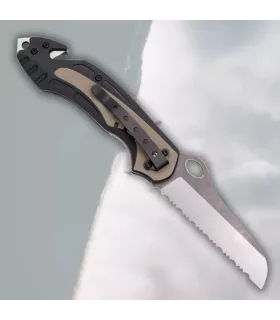 Navaja de rescarte marca Tramuntana Knives, con sierra (21,3 cm.)
