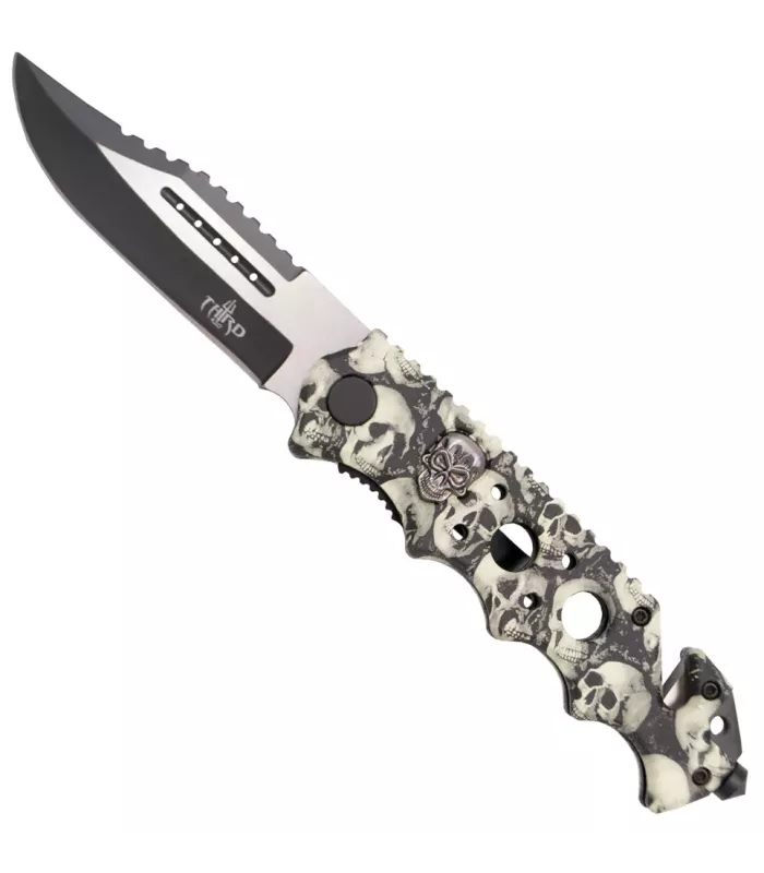 Couteau tactique Third diseño calaveras (21,2 cm.) ⚔️