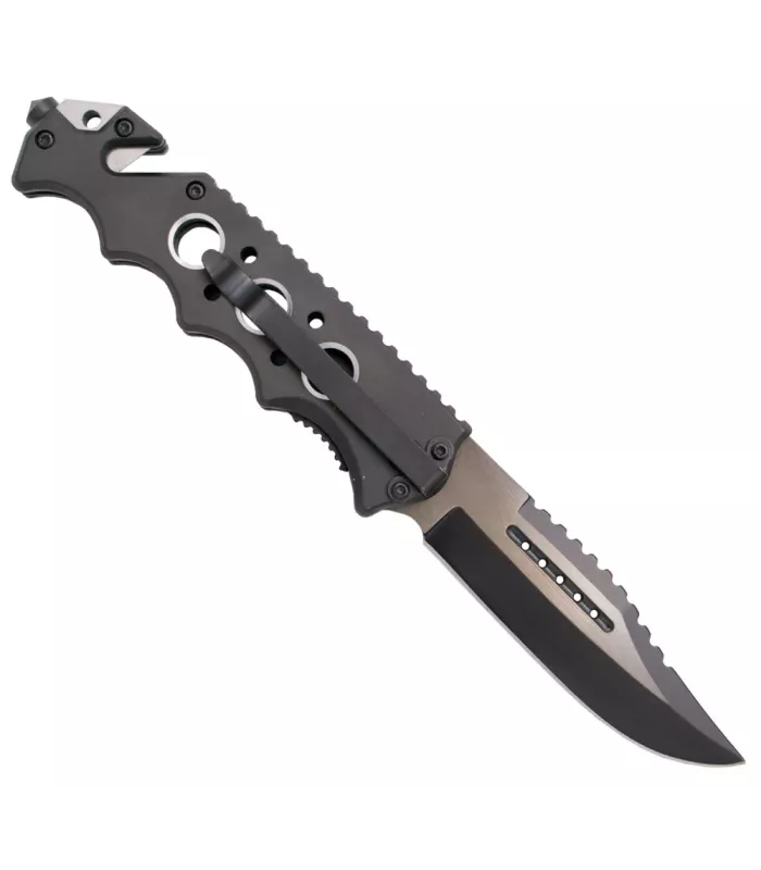 Canivete tático Third ennegrecido com caveiras (21,2 cm.) ⚔️