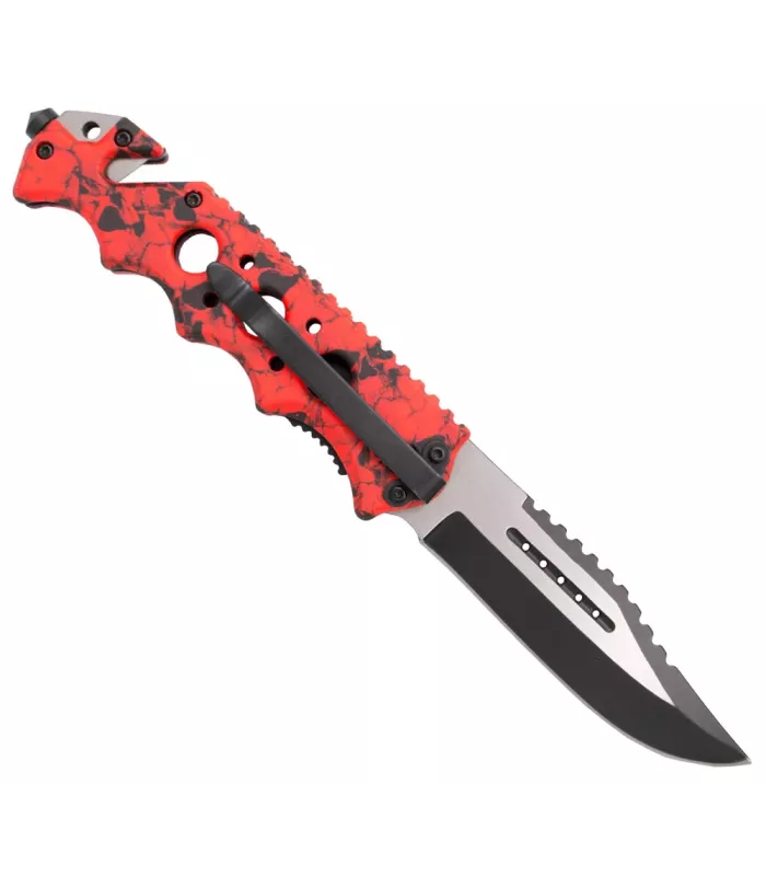 Third Design Skull Tactical Knife, red color (21.2 cm.) ⚔️