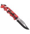 Couteau tactique Third design tête de mort, couleur rouge (21,2 cm). ⚔️