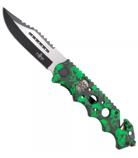 Third Design Skull Tactical Knife, green color (21.2 cm.) ⚔️
