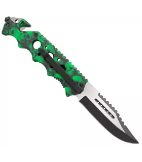 Third Design Skull Tactical Knife, green color (21.2 cm.)