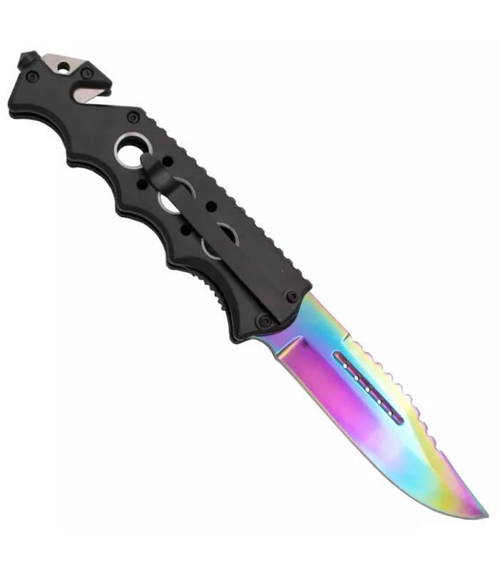 Navaja táctica Third diseño calavera rainbow (21,2 cm.) ⚔️