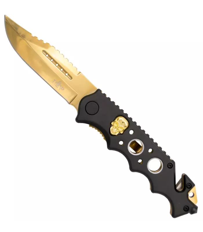 Third Skull Design Tactical Knife, Gold (21.2 cm.) ⚔️
