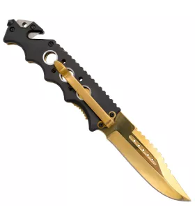 Third Skull Design Tactical Knife, Gold (21.2 cm.)