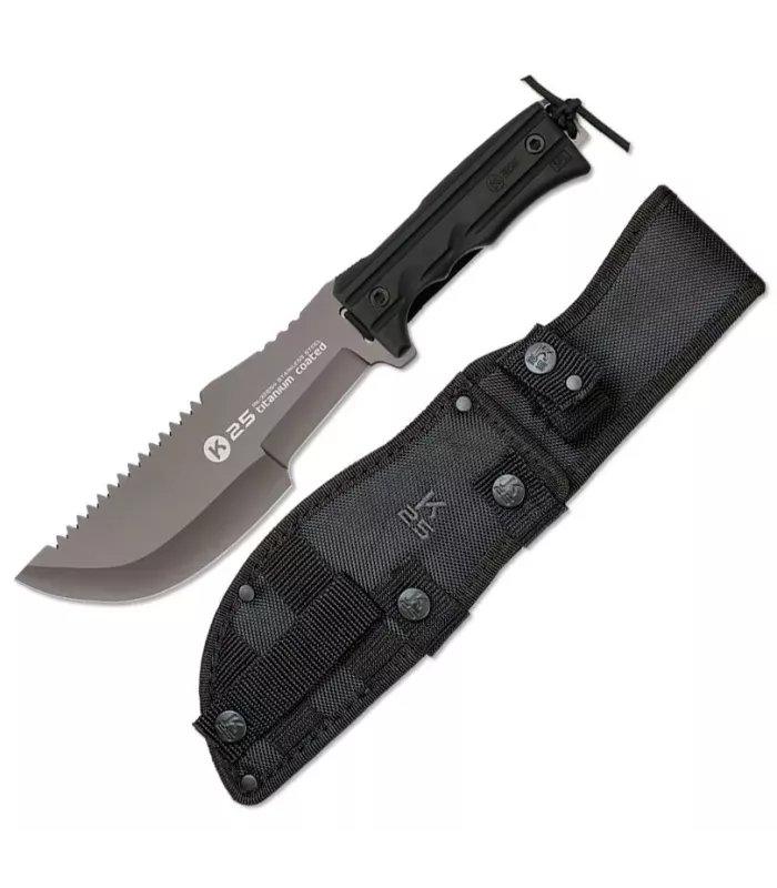 Taktisk kniv mærke K25 blandet blad (32,9 cm.) ⚔️