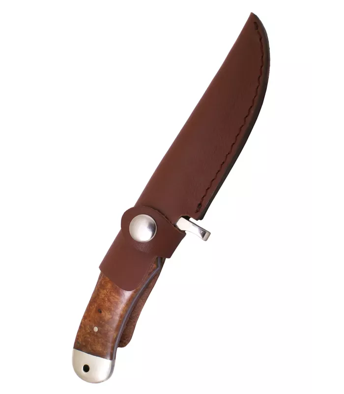 Cuchillo acero Damasco con funda cuero (21 cm.) ⚔️