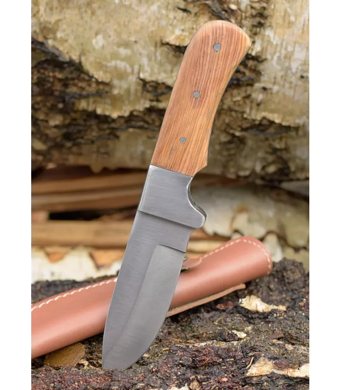 Cuchillo hoja droppoint con funda de cuero (20,8 cm) ⚔️