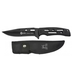Taktisches Messer K25 schwarz, Sägeblatt ohne Säge ⚔️