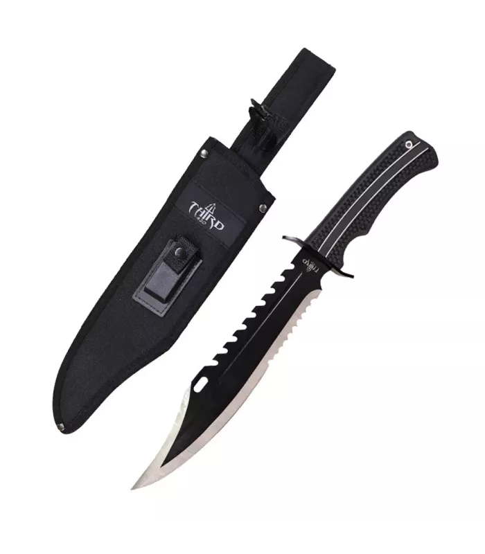 Couteau tactique Bushcraft Third, lame en acier (43,5 cm). ⚔️