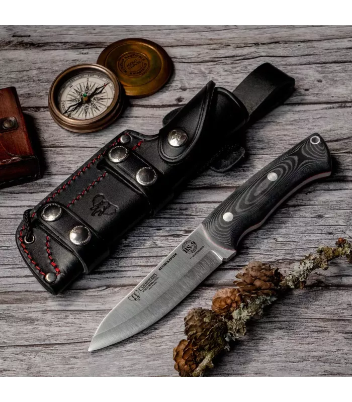 Faca Bushcrafter de mango micarta preta da Cudeman ⚔️