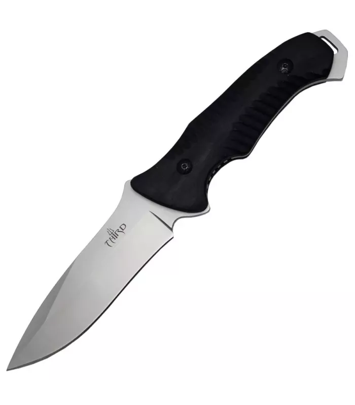 Couteau de chasse satiné avec étui en cuir ⚔️