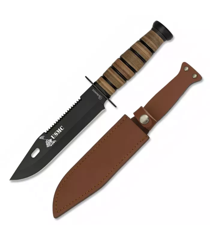 Cuchillo USMC Albainox con funda en piel ⚔️
