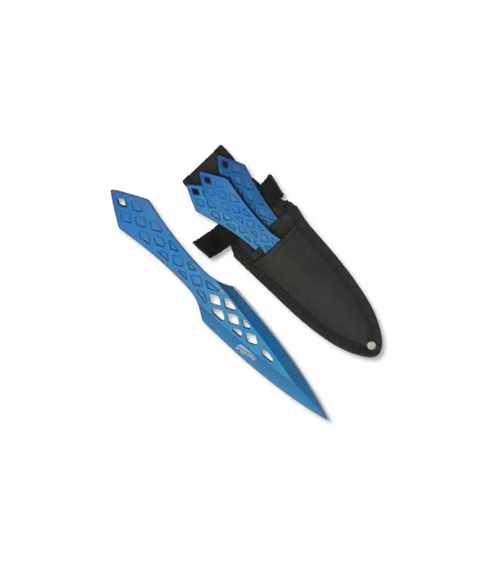Set of 3 Rain Blue Throwing Knives, 1 edge ⚔️