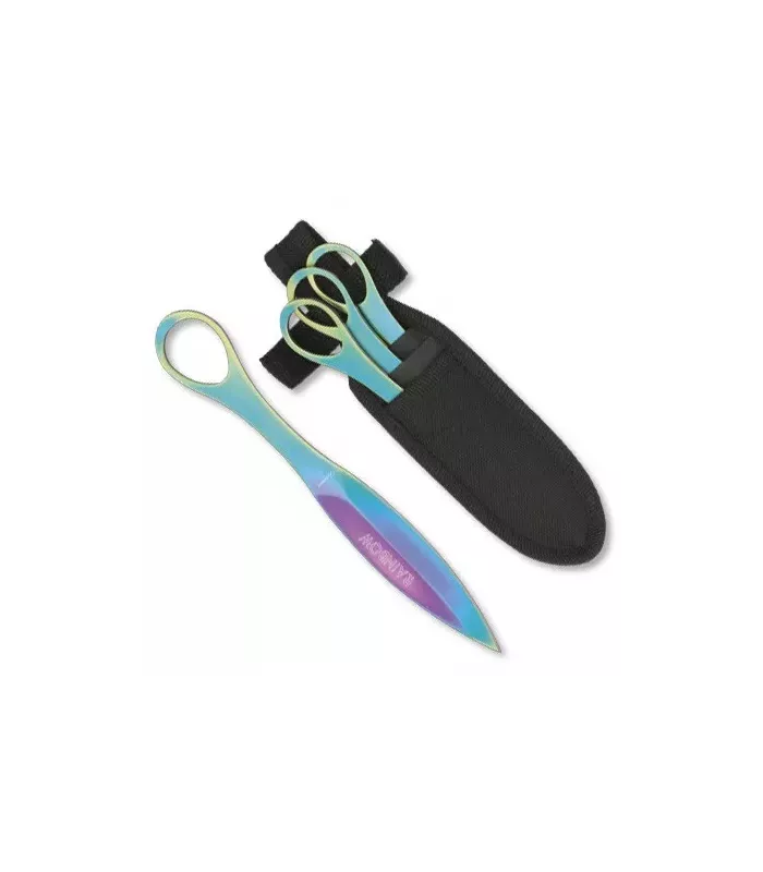 Set aus 3 Rainbow-Wurfspitzen mit Hülle ⚔️