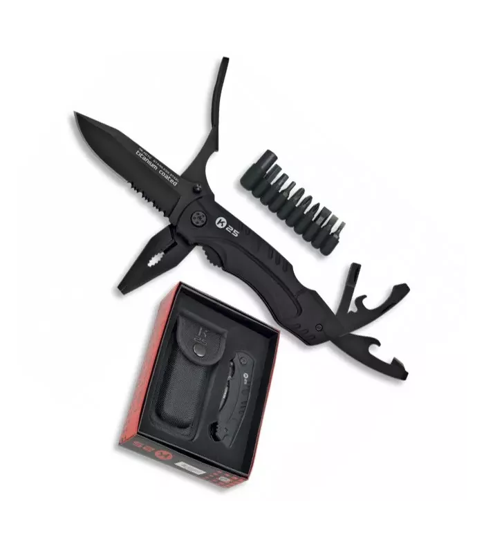 Canivete multiuso tático, lâmina de 8 cm. ⚔️