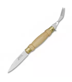 Coltello con forchetta sul manico, lama di 7 cm. ⚔️