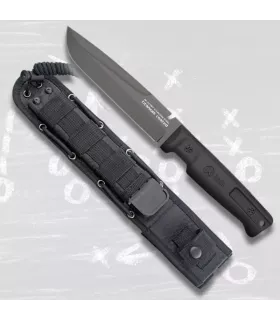 Cuchillo táctico K25 empuñadura goma negra (28,2 cm.) ⚔️