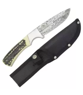 Cuchillo aventura, mango asta y funda para cinturón ⚔️