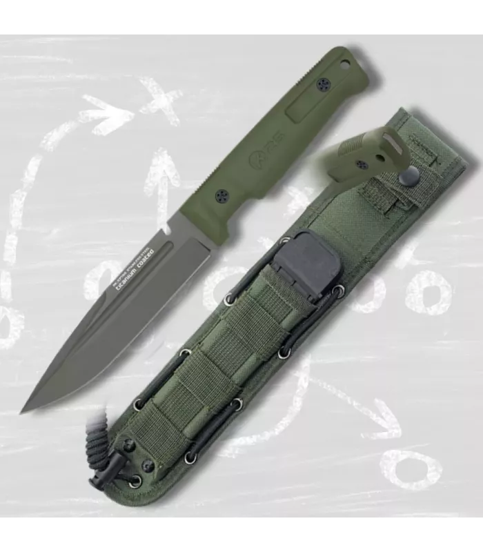 Taktisk kniv K25 gummihåndtag grøn (28,2 cm.) ⚔️