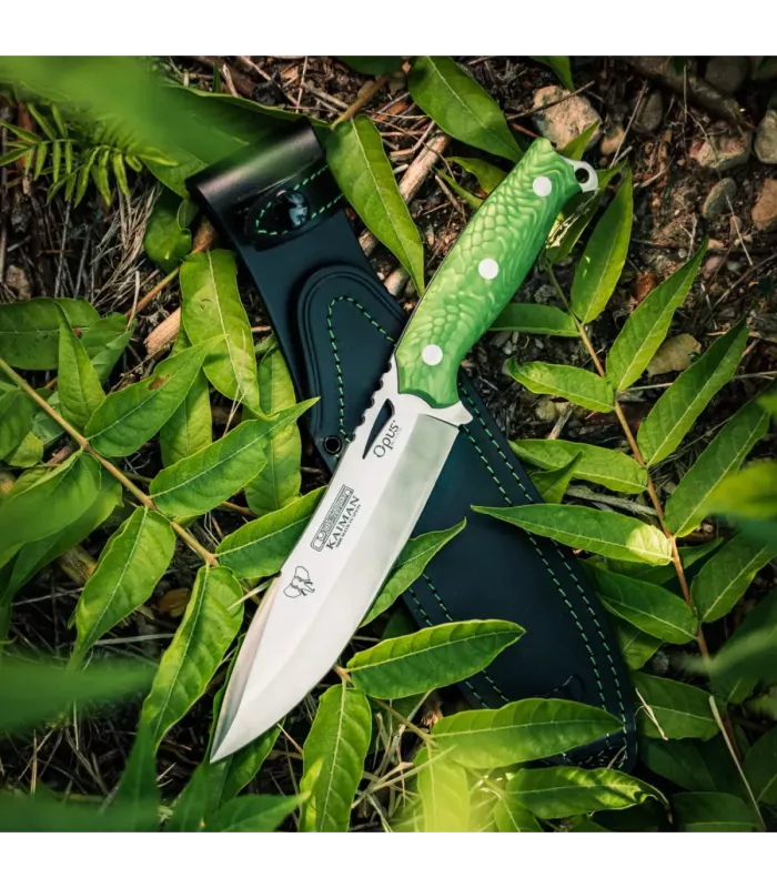 Couteau Kayman, juma verte et étui en cuir ⚔️